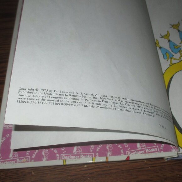 Oh, the Thinks you can Think! by Dr. Seuss (Beginner Books, 1975) Hardcover Book - Picture 2 of 3